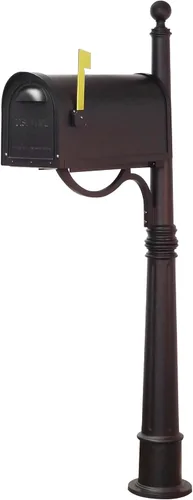 Vista 3 de Buzón clásico con poste de aluminio, buzón negro con poste Ashland - SCC-1008_SPK-600-BLK