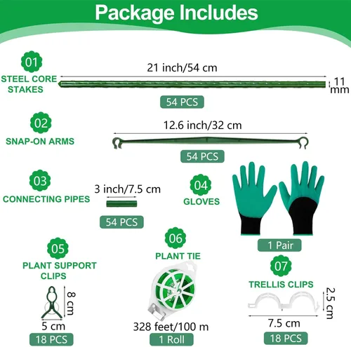Vista 2 de Hahood Paquete de 6 jaulas de tomate para plantas de jardín de hasta 48 pulgadas, jaulas montadas para plantas vegetales, estacas de soporte