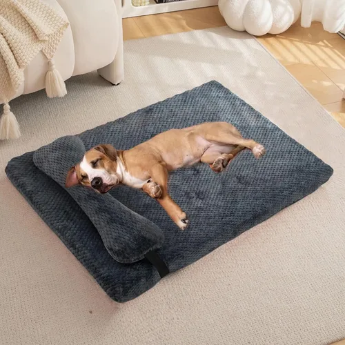 Vista 16 de Cama para perros con almohada para perros pequeños, cama ortopédica para perros con funda extraíble, alfombrilla lavable para mascotas de hasta 5