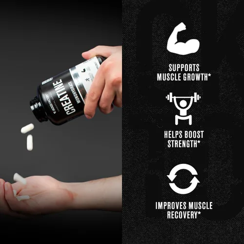 Vista 4 de Jacked Factory Cápsulas de monohidrato de creatina, píldoras de creatina para el crecimiento muscular, mayor fuerza, mayor producción de energía