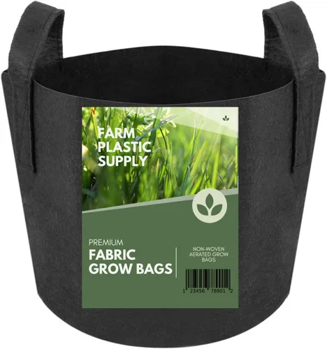 Vista 8 de Farm Plastic Supply - Bolsas de cultivo de tela de 3 galones - (paquete de 10) - Macetas de tela no tejida con asas, bolsa de cultivo, bolsas