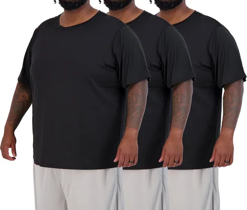 Vista 11 de 3 Pack Men's Big and Tall Dry Fit T Shirts Workout Gym Athletic Crew Tee Manga corta - Conjunto 1