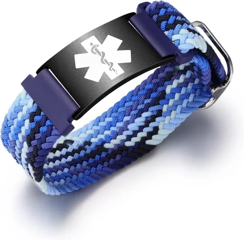 Vista 34 de Pulseras deportivas personalizadas de alerta médica para mujeres y hombres – Pulseras de identificación médica personalizadas con grabado gratuito