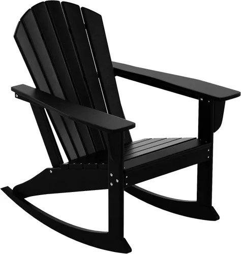 Vista 4 de WestinTrends Dylan - Silla mecedora Adirondack de plástico de polietileno para exteriores, color negro