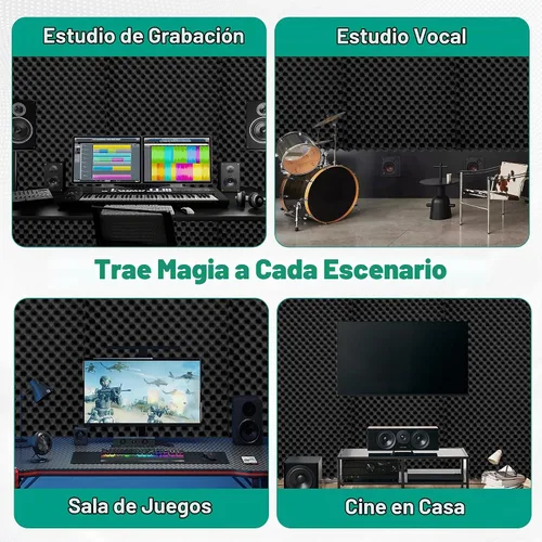 Vista 5 de Paneles de espuma insonorizados para paredes, paneles acústicos de espuma de 48 x 24 x 2 pulgadas, amortiguamiento de sonido de alta densidad
