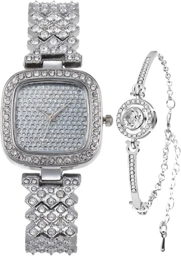 Vista 15 de ADSBIAOYE Reloj cuadrado de diamante vintage de lujo de moda reloj digital de cuarzo para mujer