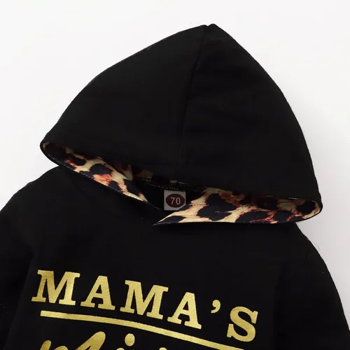 Vista 4 de Conjunto de ropa para bebé recién nacida, sudadera con capucha y pantalones con diadema para niña pequeña