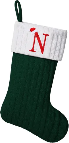 Vista 49 de Medias de Navidad personalizadas de 19 pulgadas con iniciales bordadas, medias de Navidad de punto negro para decoraciones de vacaciones familiares
