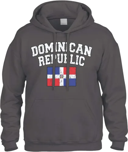 Vista 6 de Cybertela Sudadera con capucha con capucha y bandera de la República Dominicana desteñida Negro