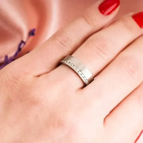 Vista 5 de Juego de anillos de boda de plata de ley 925 para parejas, juego de anillos de boda personalizados para hombre y mujer