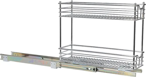 Vista 9 de Household Essentials Glidez - Organizador de almacenamiento multiusos de acero cromado extraíble/deslizante para uso debajo del gabinete - Diseño
