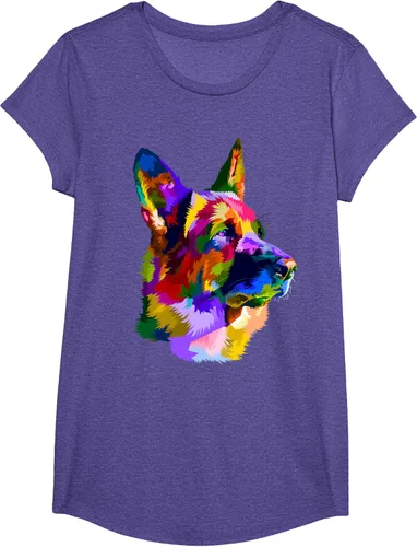 Vista 67 de Camiseta con retrato de pastor alemán para dueños de perros, Negro, S
