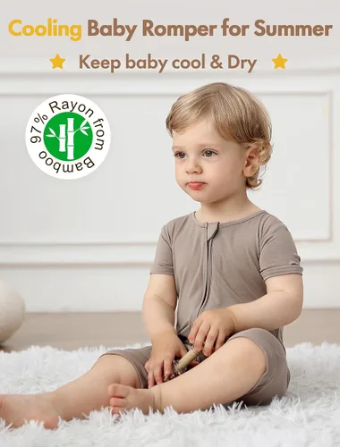 Vista 2 de JunNeng Viscose from Bamboo Baby Sleeper, Short Sleeve Romper Jumpsuit