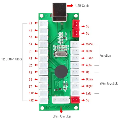 Vista 2 de EG STARTS Arcade Zero Delay USB Encoder To PC Games Controllers For Arcade DIY Kits Parts Mame Jamma & Other PC