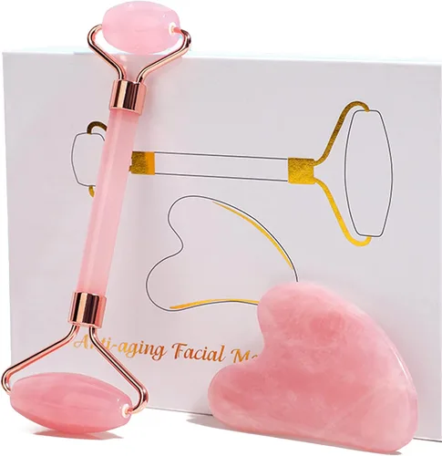 Vista 10 de HOTACE Rodillo de jade para cara, kit 3 en 1, herramienta de masajeador facial, piedra de jade natural, rodillo facial antienvejecimiento, juego