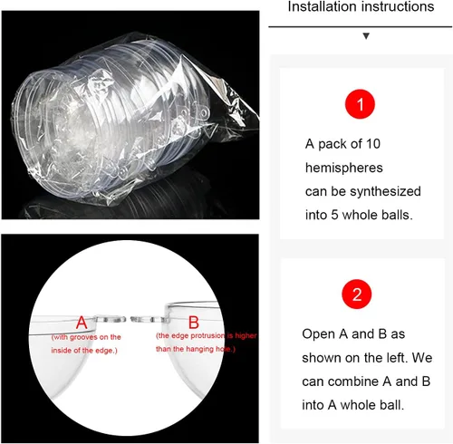 Vista 5 de 10 bolas decorativas de plástico transparente de relleno de 2.75 pulgadas, bola transparente para manualidades, Navidad, cumpleaños, boda, fiesta
