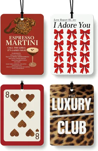 Vista 10 de Dark Coquette - Ambientador femenino para automóvil, 4 piezas, retro negro Lucky 8 Ball Cheetah colgante ambientador para autos, armario, cajón