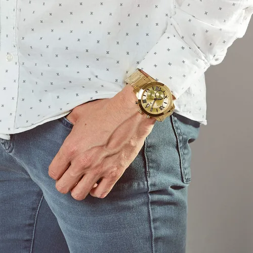 Vista 4 de Guess Reloj clásico de los hombres de la esfera de oro W0668G4
