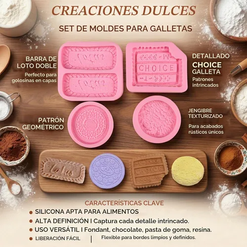 Vista 4 de 4 moldes de silicona para galletas, moldes de chocolate y dulces F-24