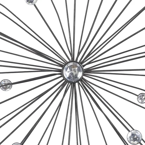 Vista 2 de Deco 79 Escultura de pared de metal Sunburst para el hogar, decoración de pared con adorno de cristal, juego de 3 arte de pared de 16 pulgadas, 20