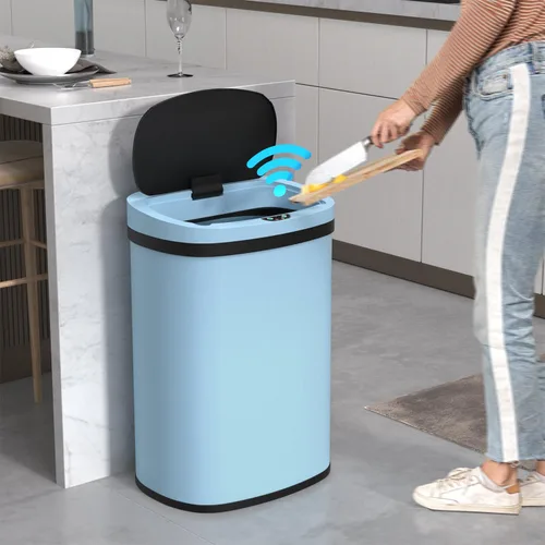 Vista 12 de Bote de basura automático de 50 l/13 galones para el hogar y la cocina, cubo de basura grande de acero inoxidable con sensor de movimiento