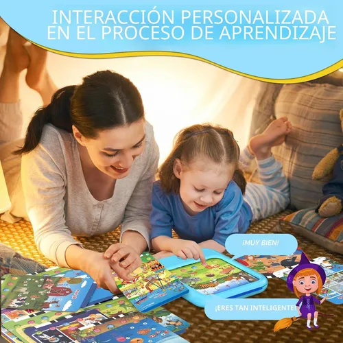 Vista 4 de Tableta de aprendizaje educativo para niños, juguete educativo para aprender alfabetos, colores, números, alimentos, parque jurásico, animales