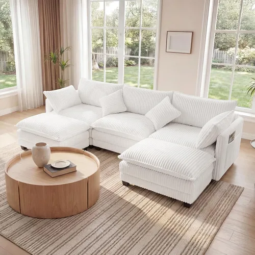 Vista 22 de Vesgantti Sofá de nube de 74 pulgadas para sala de estar, sofá modular de 2 plazas, sofá modular de pana de doble cojín, sofás pequeños de pana