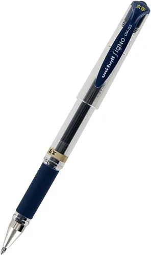 Vista 2 de Pluma de punta rodante Uni-Ball Signo UM-153, tinta de gel, con Punta amplia, de 1.0 mm, paquete de 3 unidades, negro, azul (Blue-Black Ink)