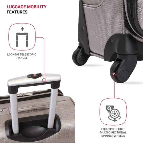 Vista 2 de SwissGear - Equipaje suave expandible Sion con ruedas, Peltre
