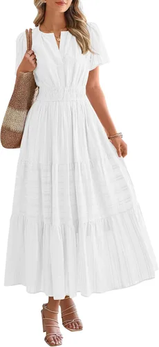 Vista 32 de BTFBM - Vestido largo casual de verano 2026 para mujer, vestido ligero de Gris azulado