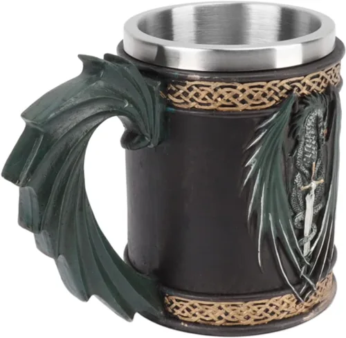 Vista 9 de Taza de cerveza vikinga medieval Taza de café vikingo retro de dragón Taza de acero inoxidable para jarra Taza de cerveza de gran capacidad
