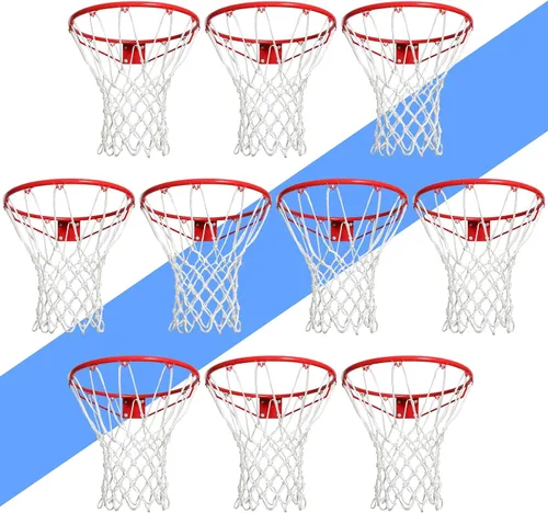 Vista 9 de LAO XUE Red de Baloncesto para Exteriores, (7.16 oz) 12 Bucles Red de Baloncesto Profesional de Servicio Pesado de Repuesto, Resistente a Todo Clima