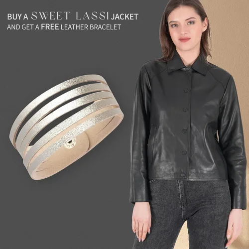 Vista 5 de Chaquetas de cuero para mujer - Chaqueta de cuero real, chaqueta de motociclista para mujer, chaquetas de motocicleta para mujer, chaqueta de moto