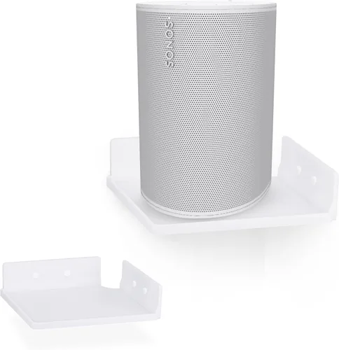 Vista 14 de BRAINWAVZ Estante flotante pequeño de 4 pulgadas, adhesivo y atornillado, para altavoces Bluetooth, cámaras, plantas, juguetes, libros y más, Blanco