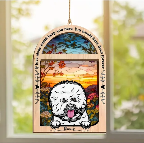Vista 254 de LOVELYPOD Adorno de Navidad personalizado de sabueso afgano, atrapasoles con nombre, regalos de pérdida de mascotas, regalos para amantes