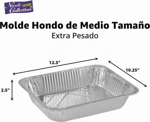 Vista 9 de Sartenes de aluminio de tamaño medio, 9 x 13, bandejas de papel de aluminio desechables extra resistentes para hornear (paquete de 10) asar y rozar