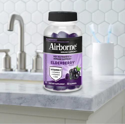 Vista 9 de Airborne - Gomitas de saúco + zinc y vitamina C para adultos, suplemento para fortalecer el sistema inmunológico con vitaminas D y zinc
