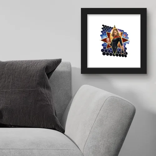 Vista 3 de Trends International Gallery Pops Marvel The Marvels - Póster de pared con icono del Capitán Marvel, 12.00 x 12.00 pulgadas, versión de marco negro