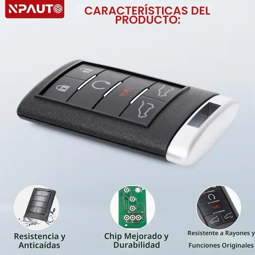 Vista 4 de NPAUTO Llavero compatible con Caddilac Escalade ESV EXT 2007 2008 2009 2010 2012 2013 2014 - Repuesto de repuesto para llave de automóvil sin llave