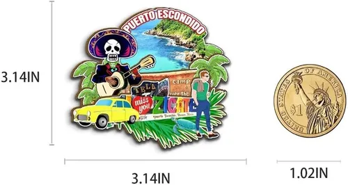 Vista 3 de Imán de madera para nevera, diseño de Puerto Escondido, México, 3D, monumentos de viaje, coleccionables, recuerdos, decoración hecha a mano, 2
