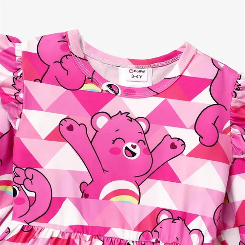 Vista 4 de Care Bears - Vestido de tirantes para niña, vestido de tirantes para niña, vestido acampanado a rayas rosadas, 3M-24 meses