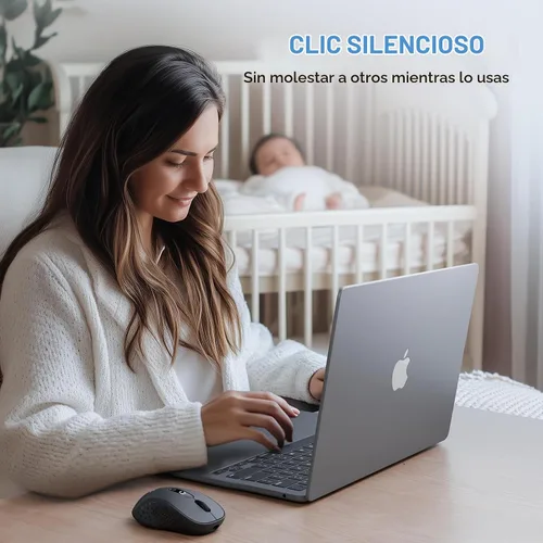Vista 6 de XBG B15 Ratón inalámbrico Tri-Mode, Bluetooth 5.0/4.0 y 2.4G, 5 niveles ajustables de DPI, recargable por Type-C con indicador de batería de 3