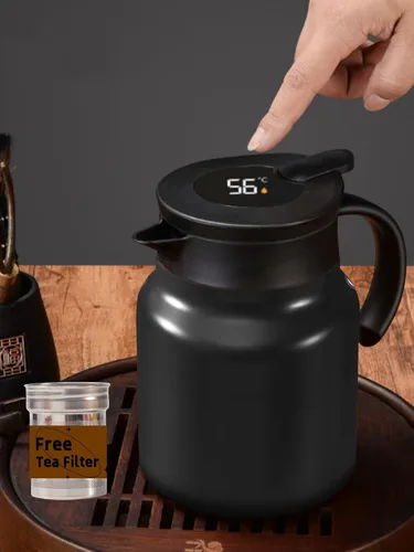 Vista 6 de Jarra térmica de café de 34 onzas, olla de té de acero inoxidable 316, jarra de café al vacío de doble pared retención de calor y frío sin BPA