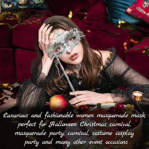 Vista 5 de Erythem Máscara de mascarada veneciana para mujer, para Halloween, carnaval, cosplay, fiesta de disfraces