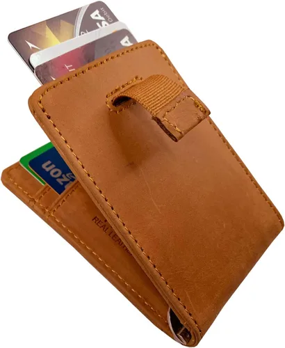 Vista 7 de IBRO Billetera delgada con bloqueo RFID para hombre con bolsillo para identificación, Marrón, Cartera Rfid