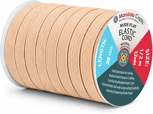 Vista 112 de Mandala Crafts 20 yardas 1/2 pulgada 0.472 in bandas elásticas beige