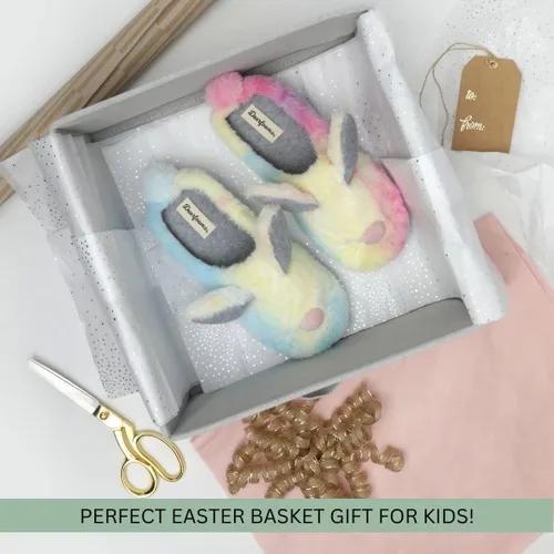 Vista 3 de Dearfoams Easter Basket Stuffers Gifts for Kids Family Matching Fuzzy Bunny Slippers