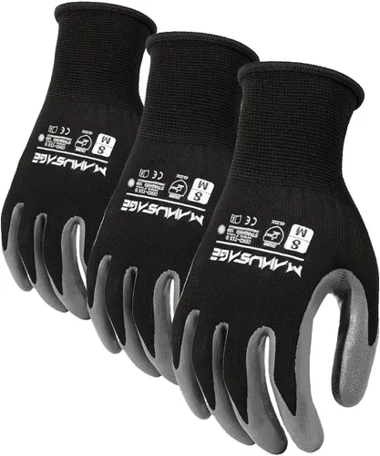 Vista 35 de MANUSAGE Guantes de trabajo de seguridad - Guante protector para hombres y mujeres - Protección de mano ultradelgada - Para construcción Negro