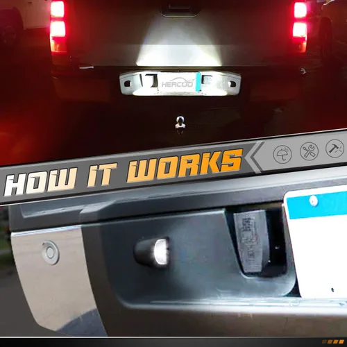 Vista 6 de HERCOO Luces LED para matrícula, cubierta de lente y arnés de cable de la lámpara trasera compatible con Silverado Sierra Avalanche Suburban