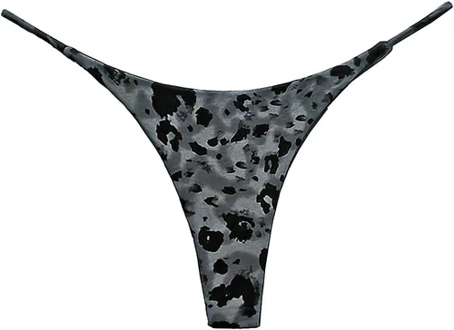 Vista 22 de Tanga de encaje sin costuras para mujer, ropa interior de cintura alta con tiras en G Serie 010-leopardo
